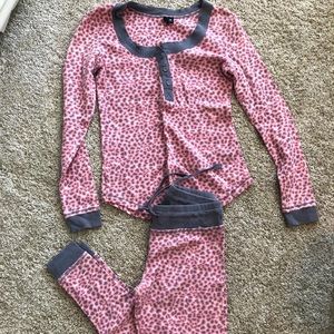 grey and pink pj set